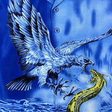 Load image into Gallery viewer, Early 00's B.A.M. Shirt Goth Y2K Eagle Serpent Graphic Blue Short Sleeve Shirt
