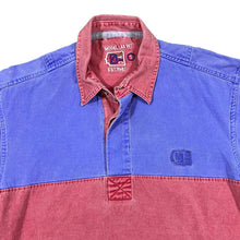 Load image into Gallery viewer, Early 00&#39;s DEAL Washed Red Blue Colour Block 1/4 Button Short Sleeve Cotton Deck Shirt

