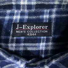Load image into Gallery viewer, Vintage J-Explorer Navy Blue White Plaid Check Long Sleeve Cotton Flannel Shirt
