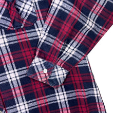 Load image into Gallery viewer, Vintage Friendship Navy Blue Red White Plaid Check Long Sleeve Flannel Shirt
