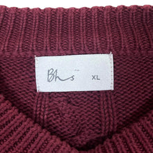 Load image into Gallery viewer, Vintage BHS Classic Burgundy Cable Knit Cotton Crewneck Sweater Jumper
