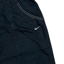 Load image into Gallery viewer, NIKE Dri-Fit &quot;Studio&quot; Mini Swoosh Logo Black 3/4 Length Cargo Capri Shorts
