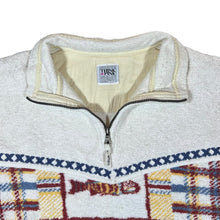 Load image into Gallery viewer, Vintage THINK PINK Checked Patterned 1/4 Zip Pullover Towelling Fleece Sweatshirt
