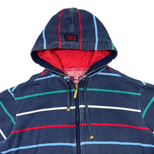 Load image into Gallery viewer, Vintage DEAL Multi Colour Striped Mini Logo Zip Hoodie
