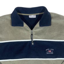 Load image into Gallery viewer, Vintage REAL MEN &quot;Union Jack&quot; Embroidered Colour Block 1/4 Zip Pullover Fleece Sweatshirt
