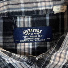 Load image into Gallery viewer, Levi&#39;s Signature Cowboy Western Black Blue Grey Check Popper Button Long Sleeve Shirt
