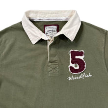 Load image into Gallery viewer, WEIRD FISH Embroidered Mini Logo Khaki Green Cream Long Sleeve Polo Shirt
