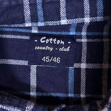 Load image into Gallery viewer, Vintage Cotton Country Club Navy White Blue Check Long Sleeve Cotton Flannel Shirt
