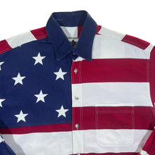 Load image into Gallery viewer, Vintage STARS &amp; STRIPES USA Flag Colour Block Western Cowboy Long Sleeve Shirt
