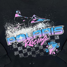 Load image into Gallery viewer, Vintage 90&#39;s Polaris Racing Snowmobiling Spellout Graphic Black Crewneck Sweatshirt
