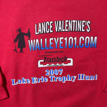 Load image into Gallery viewer, Lance Valentine's Lake Eerie Fishing Souvenir Graphic Red Sweatshirt
