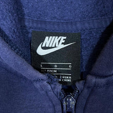 Load image into Gallery viewer, NIKE Classic Embroidered Mini Logo Navy Blue Zip Hoodie
