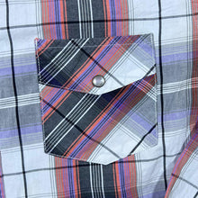 Load image into Gallery viewer, Anchor Blue Cowboy Western Plaid Check Popper Long Sleeve Shirt
