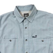 Load image into Gallery viewer, JACK WOLFSKIN &quot;Travel&quot; Embroidered Mini Logo Blue Check Outdoor Hiking Long Sleeve Shirt
