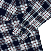 Load image into Gallery viewer, Vintage Okay Red Navy White Plaid Check Long Sleeve Cotton Flannel Shirt
