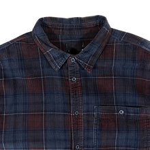 Load image into Gallery viewer, Navy Blue Burgundy Plaid Check Jumbo Corduroy Cord Long Sleeve Shirt
