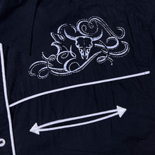 Load image into Gallery viewer, Atlas For Men Cowboy Western Cowskull Black Cotton Long Sleeve Shirt
