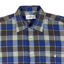 Load image into Gallery viewer, Vintage OAKMAN Classic Navy Blue Brown Plaid Check Long Sleeve Flannel Shirt
