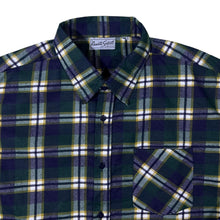 Load image into Gallery viewer, Vintage Renate Solvet Navy Green Plaid Check Long Sleeve Cotton Flannel Shirt
