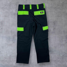 Load image into Gallery viewer, Dickies Black Fluorescent Green Workwear Straight Leg Cargo Trousers
