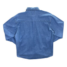 Load image into Gallery viewer, Vintage 90&#39;s Let&#39;s Quizz Again Noah&#39;s Ark Embroidered Animal Blue Denim Long Sleeve Shirt
