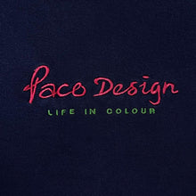 Load image into Gallery viewer, Vintage Paco Design &quot;Life In Colour&quot; Embroidered Spellout Navy Blue Crewneck Sweatshirt
