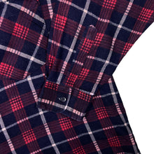 Load image into Gallery viewer, Vintage Custom Club Red Navy White Plaid Check Long Sleeve Cotton Flannel Shirt
