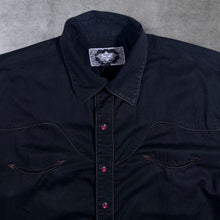 Load image into Gallery viewer, Vintage Stars &amp; Stripes Cowboy Western Black Brown Popper Long Sleeve Shirt

