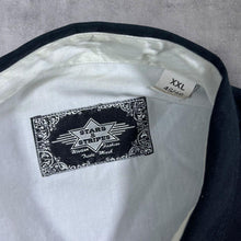 Load image into Gallery viewer, Vintage Stars &amp; Stripes Cowboy Western Embroidered White Black Popper Long Sleeve Shirt
