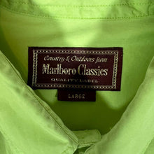 Load image into Gallery viewer, Vintage MARLBORO CLASSICS Lime Green Cotton Long Sleeve Button-Up Shirt
