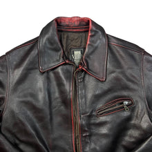 Load image into Gallery viewer, Vintage 90&#39;s VERA PELLE Classic Black Red Distressed Effect Real Leather Bomber Jacket
