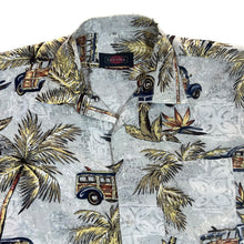 Load image into Gallery viewer, Vintage SHENMA Hawaiian Tropical Palm Car Patterned Short Sleeve Polyester Shirt
