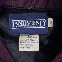 Load image into Gallery viewer, Vintage Lands End Leather Sleeve Burgundy Red Wool Blend Varsity Bomber Jacket
