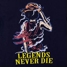 Load image into Gallery viewer, Legends Never Die Anime Manga Spellout Graphic Black T-Shirt
