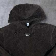 Load image into Gallery viewer, Reebok Embroidered Mini Logo Brown Sherpa Fleece Pullover Hoodie
