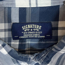 Load image into Gallery viewer, Levi&#39;s Signature Cowboy Western Blue Grey White Check Popper Button Long Sleeve Shirt
