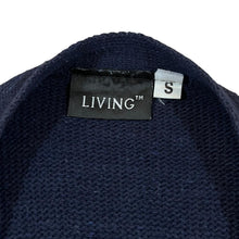 Load image into Gallery viewer, Early 00&#39;s LIVING Grandad Patterned Cotton Acrylic Knit Navy Blue Button Cardigan Sweater Jumper
