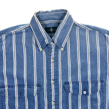 Load image into Gallery viewer, Vintage 90&#39;s Hunt Club Blue White Striped Long Sleeve Button-Up Cotton Shirt
