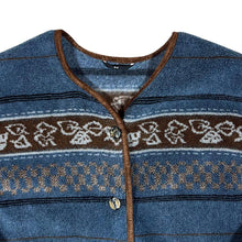 Load image into Gallery viewer, Vintage 90&#39;s Crazy Patterned Striped Button Fleece Sweatshirt Cardigan
