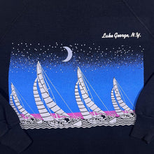 Load image into Gallery viewer, Vintage 90's Lake George , N.Y. USA Souvenir Graphic Black Crewneck Sweatshirt
