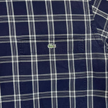 Load image into Gallery viewer, Vintage LACOSTE Embroidered Mini Pocket Logo Navy Check Short Sleeve Button-Up Cotton Shirt
