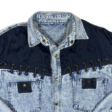 Load image into Gallery viewer, Vintage Cowboy Western Shoulder Panel Long Sleeve Acid Wash Denim Shirt
