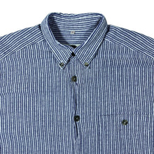 Load image into Gallery viewer, Vintage 90's Cavori "Sporting" Blue White Patterned Striped Long Sleeve Button-Up Shirt
