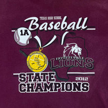 Load image into Gallery viewer, FAYETTEVILLE LIONS &quot;State Champions&quot; College Baseball Graphic Faded T-Shirt
