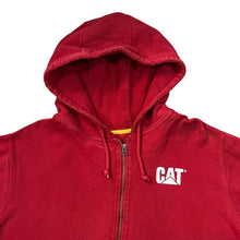 Load image into Gallery viewer, CAT Caterpillar Classic Logo Spellout Graphic Red Zip Hoodie
