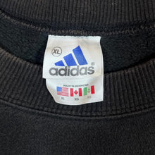 Load image into Gallery viewer, Vintage ADIDAS Three Stripe Embroidered Mini Logo Heavyweight Black Crewneck Sweatshirt
