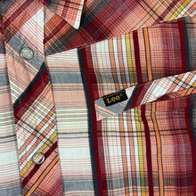 Load image into Gallery viewer, Vintage LEE Red White Orange Plaid Check Pearl Snap Popper Short Sleeve Shirt
