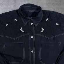 Load image into Gallery viewer, Cowboy Western Embroidered Sequin Floral Black Long Sleeve Shirt
