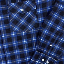 Load image into Gallery viewer, Vintage TOM Blue Black White Plaid Check Long Sleeve Cotton Flannel Shirt
