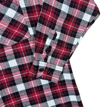 Load image into Gallery viewer, Vintage Vesta Red White Black Plaid Check Long Sleeve Flannel Shirt
